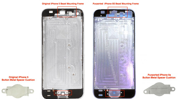 iPhone 5S lộ khung và bo mạch với nút home nhận diện vân tay ảnh 3